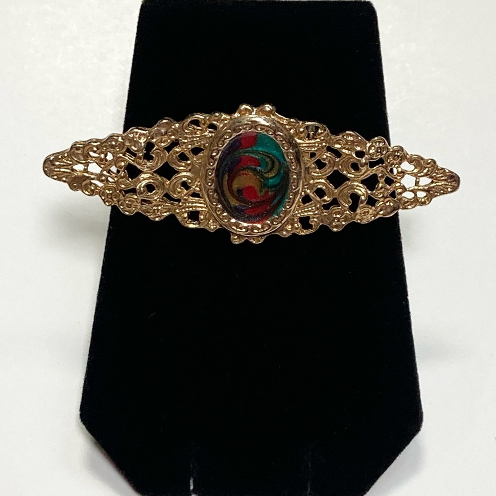 Vintage Filigree Enamel Swirl Brooch Pin